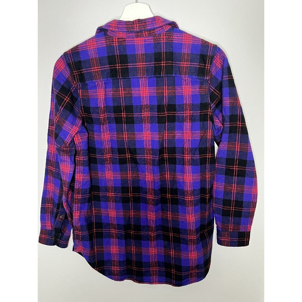 L.L.Bean Scotch Plaid Flannel Shirt Purple Red Size XSP Petite Outdoors Hiking - Picture 11 of 12